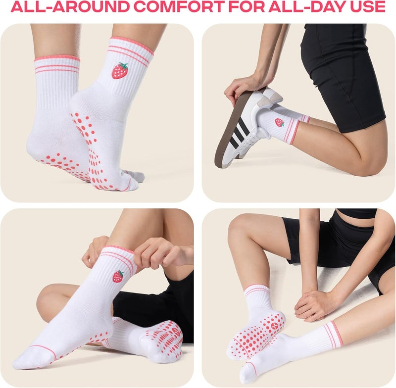 CoolMate Store Pilates Socks with Grips for Women, Yoga Socks, Crew Non Slip Women for Barre, Pilates Gifts - Image 3